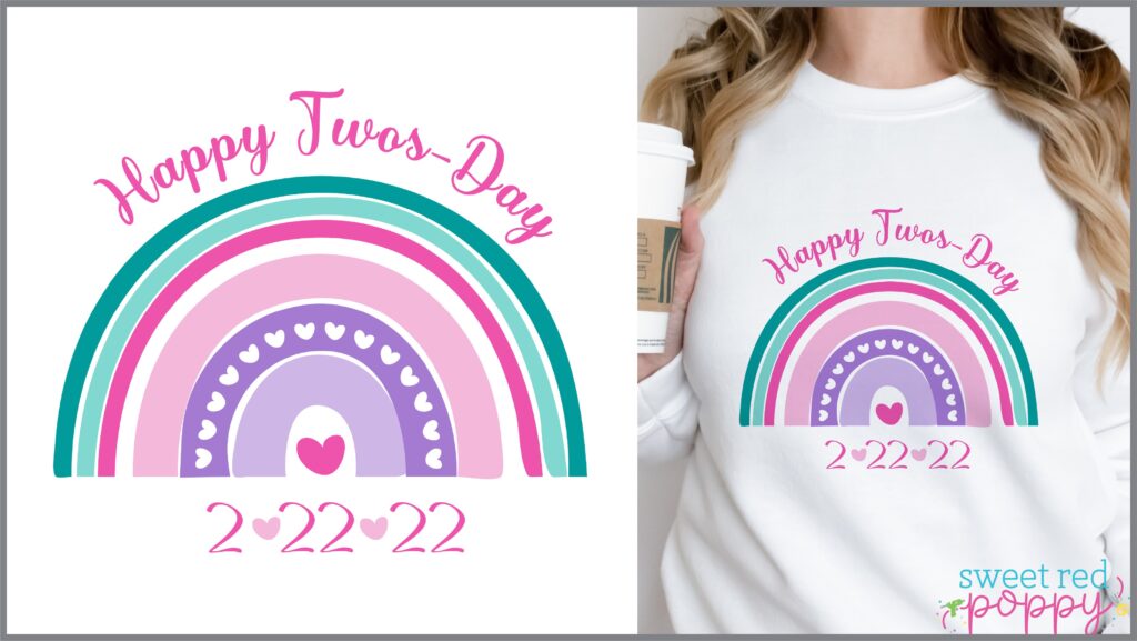 Free Happy TwosDay Rainbow SVG Cut File