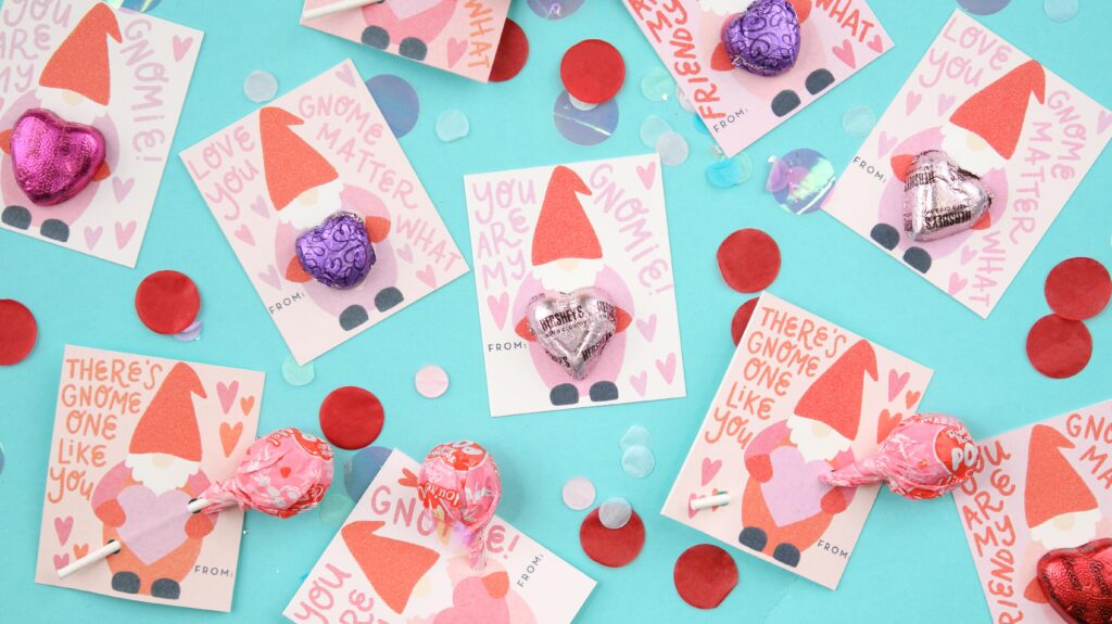 Valentine's Day Printable Gnome Cards - Sweet Red Poppy