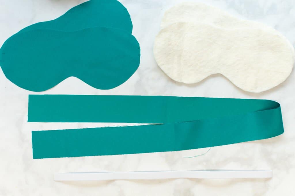 all the pieces of the diy sleep mask
