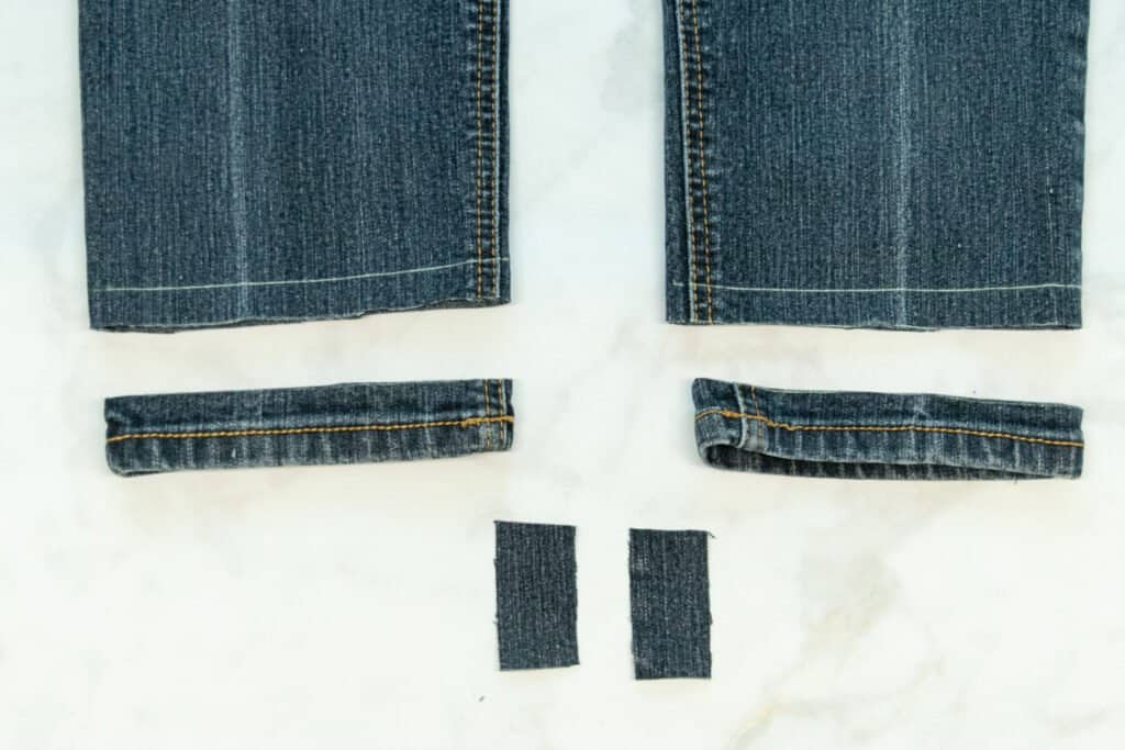 cut 2 extension pieces from extra denim