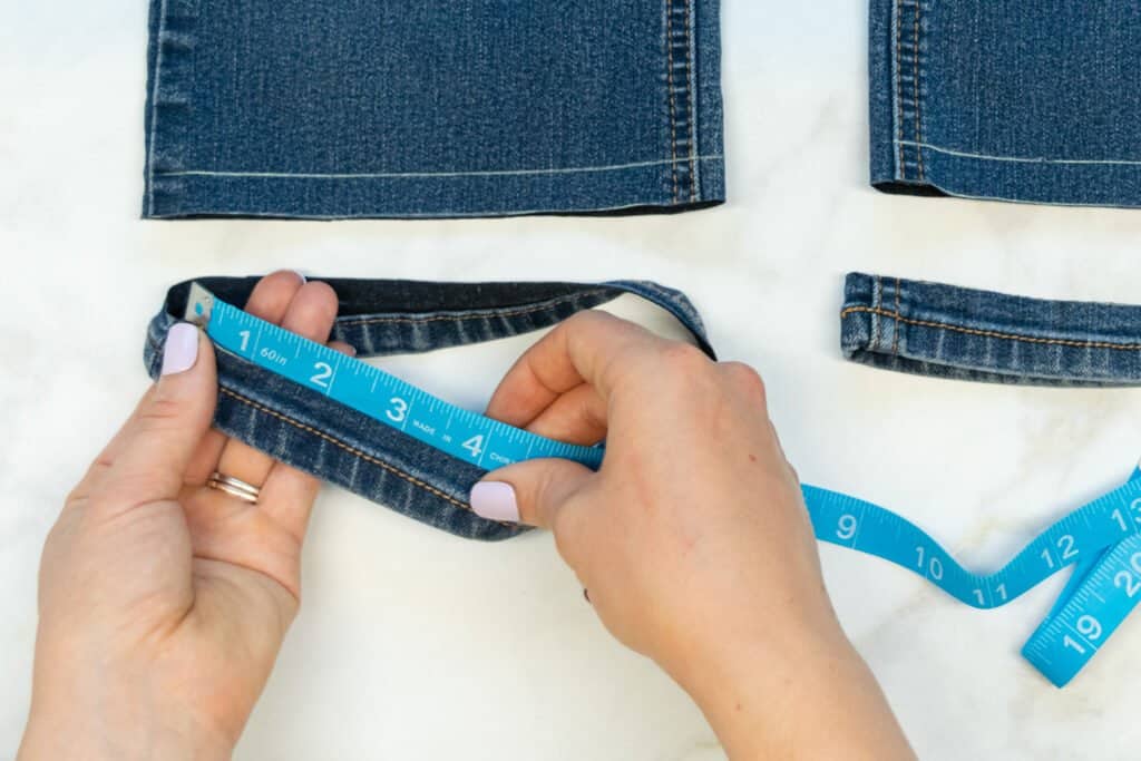 measure the original flared jeans hem
