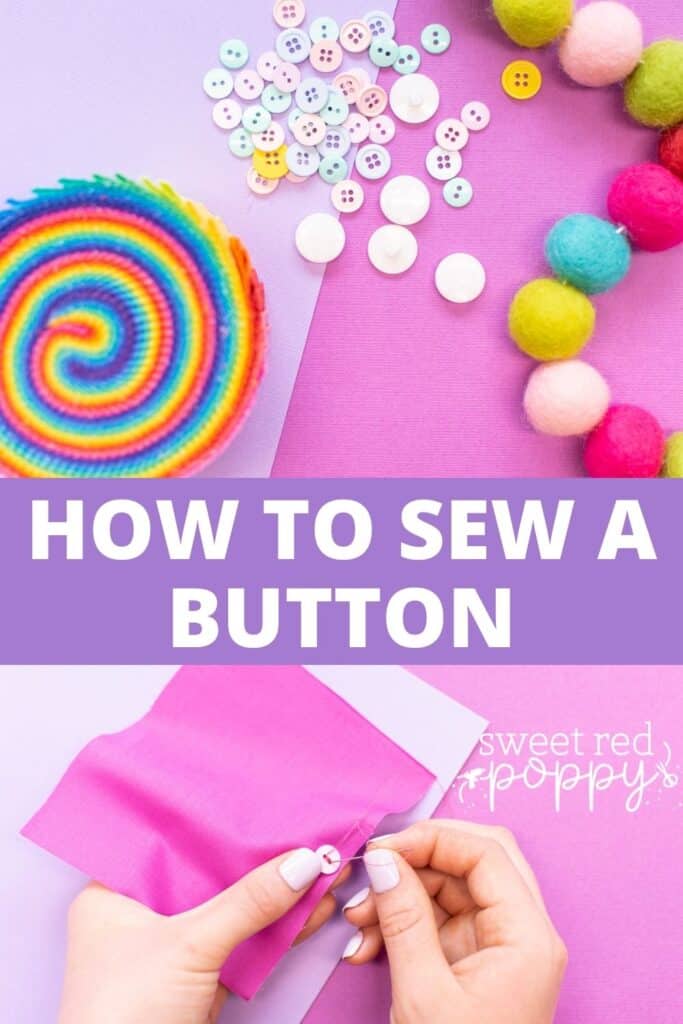 how to sew a button pinterest graphic