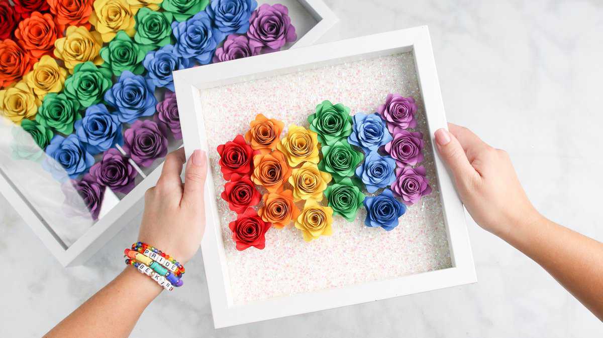 Rainbow Pride Rolled Flower Shadow Box - Sweet Red Poppy