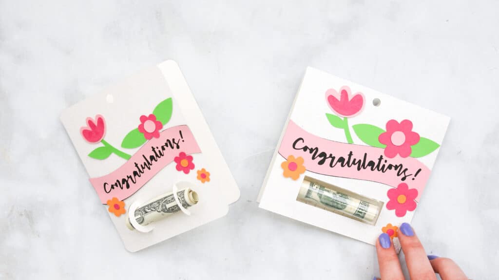 Congratulations money gift card holder in two styles.