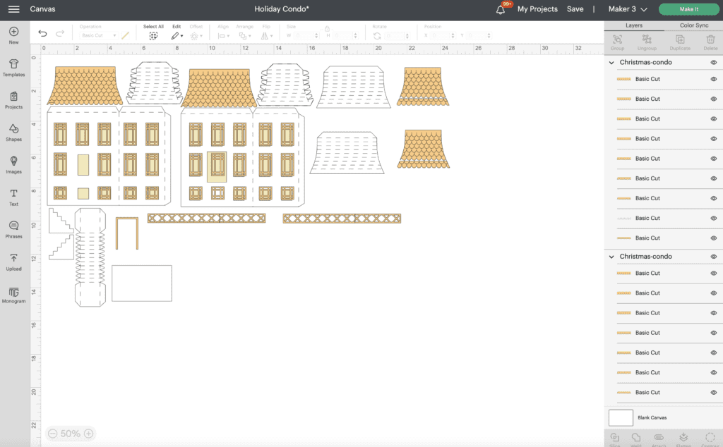 3D Paper Christmas Condo SVG File in Cricut Design Space