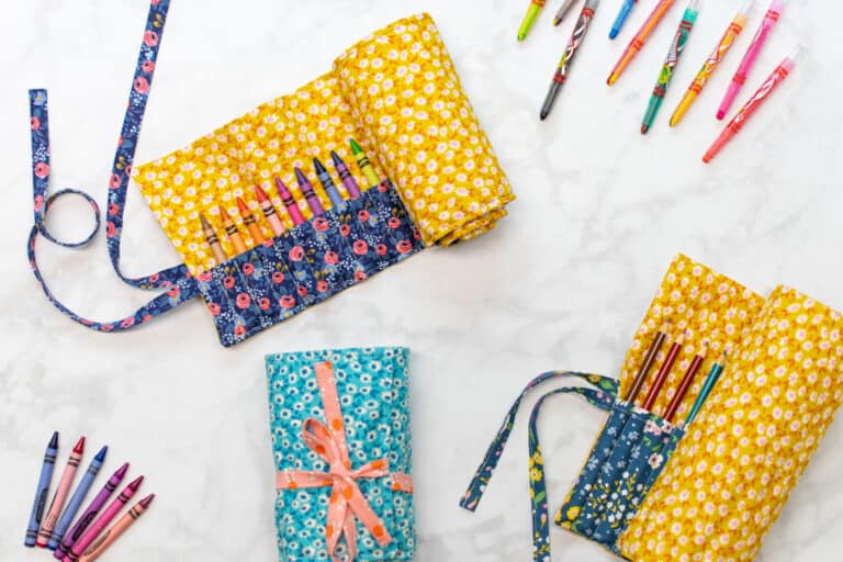 Pencil Roll Sewing Pattern for Colored Pencils or Crayons Sweet Red Poppy