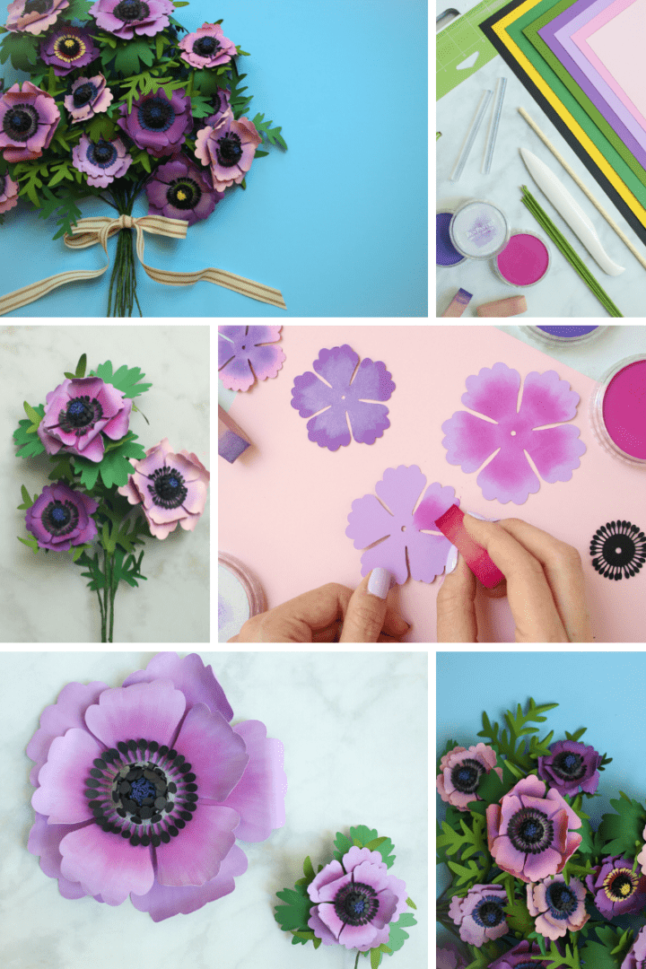 DIY Paper Anemone Flower Template Sweet Red Poppy