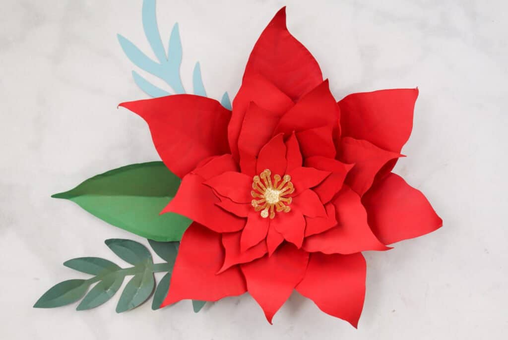 Finished Poinsettia Paper Flower. 