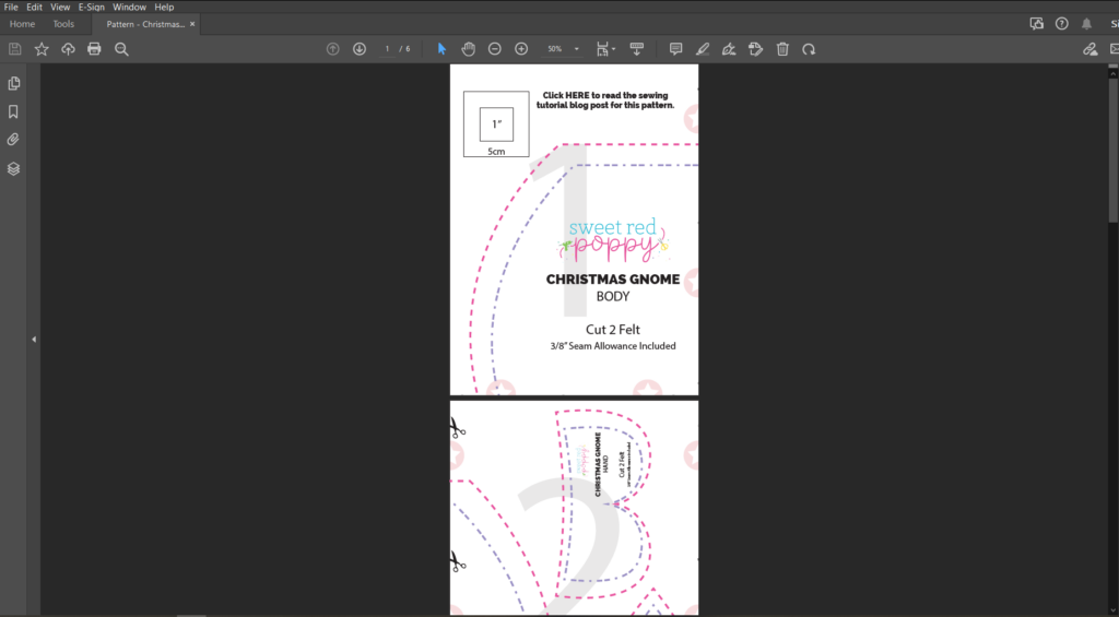 christmas gnome pattern open in adobe acrobat