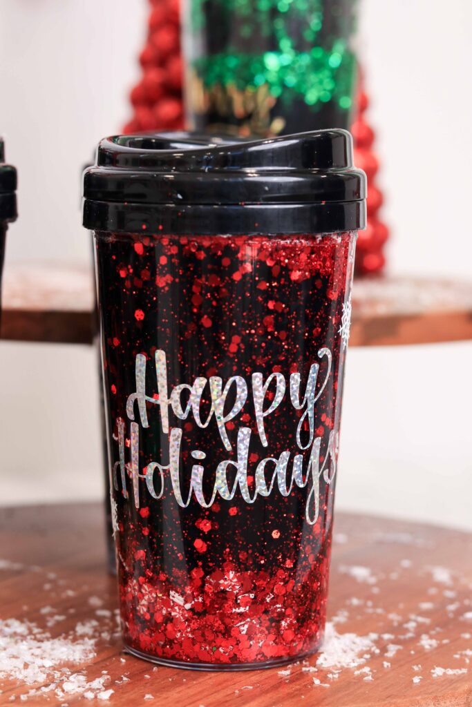 Dollar Tree Snow Globe Glitter Shaker Tumbler
