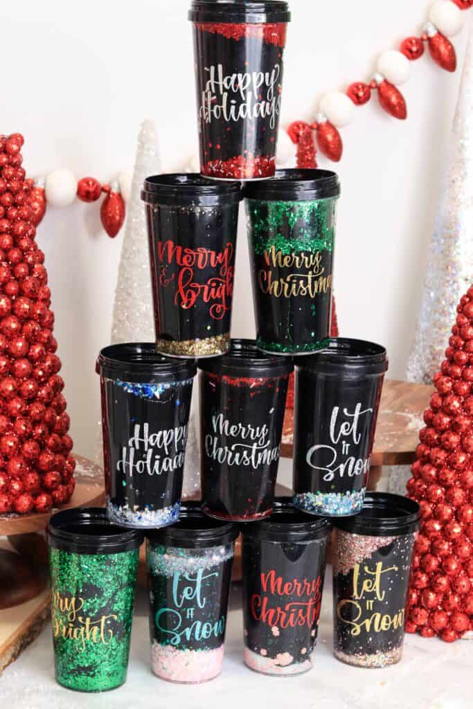 Dollar Tree Glitter Snow Globe Travel Mug
