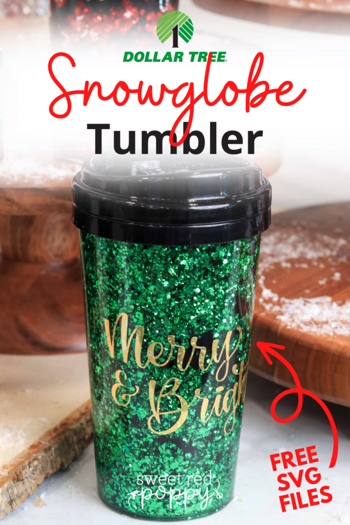 Learn How To Make DIY Dollar Tree Snow Globe Tumblers for the Holidays with this Step-By-Step Blog Post Tutorial and Cute Holiday SVG Files!