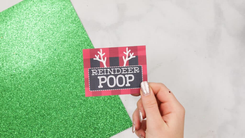 Folding Reindeer Poop label