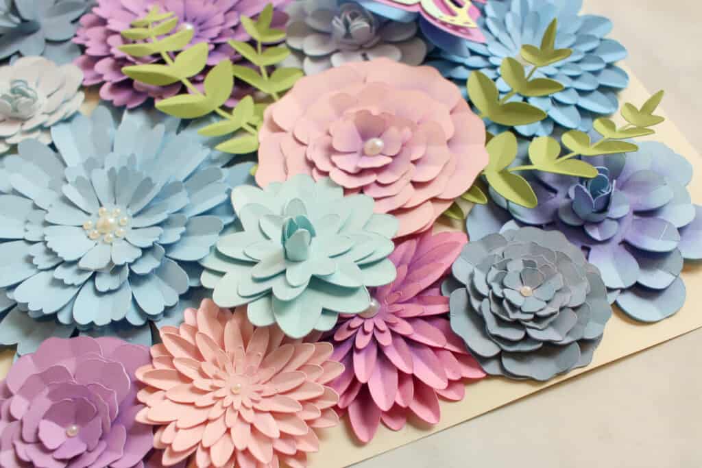 Paper Flower Shadow Box Free Cricut Template
