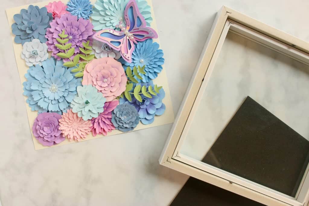 Paper Flower Shadow Box Free Cricut Template
