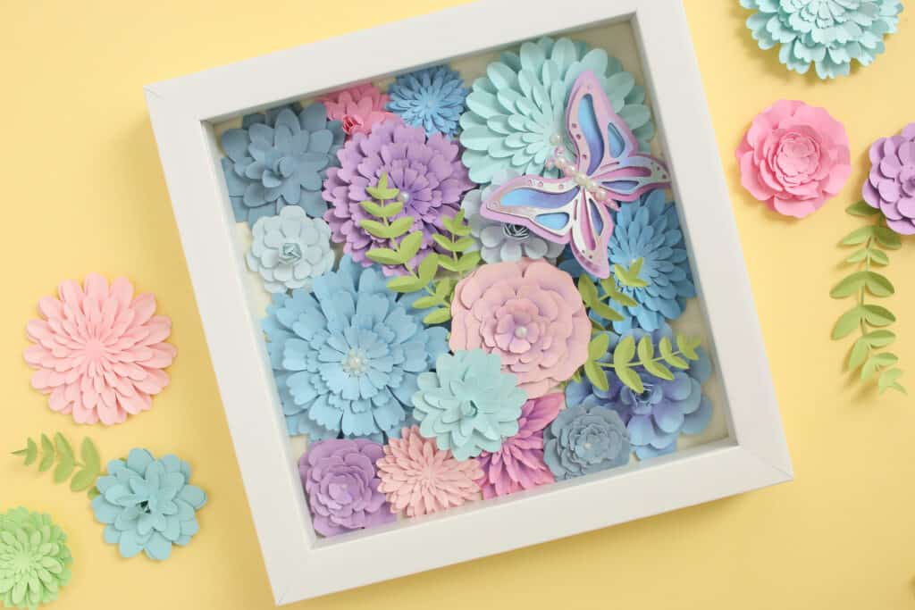 Layered Paper Flower Shadow Box - Sweet Red Poppy