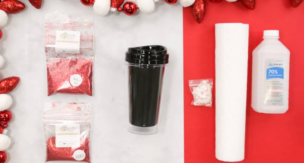 Supplies to Make Dollar Tree Glitter Snow Globe Travel Mug
 