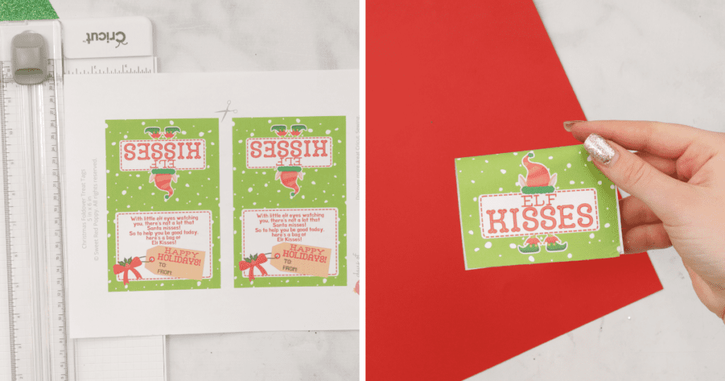 Cutting Out Elf Kisses Holiday Label