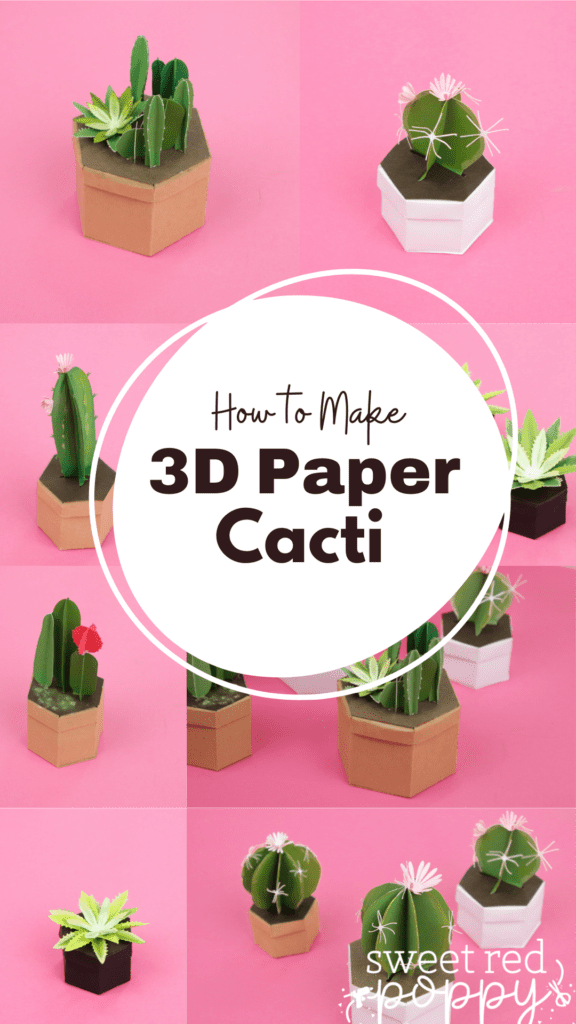 How to Make a Cactus plant with paper free SVG template