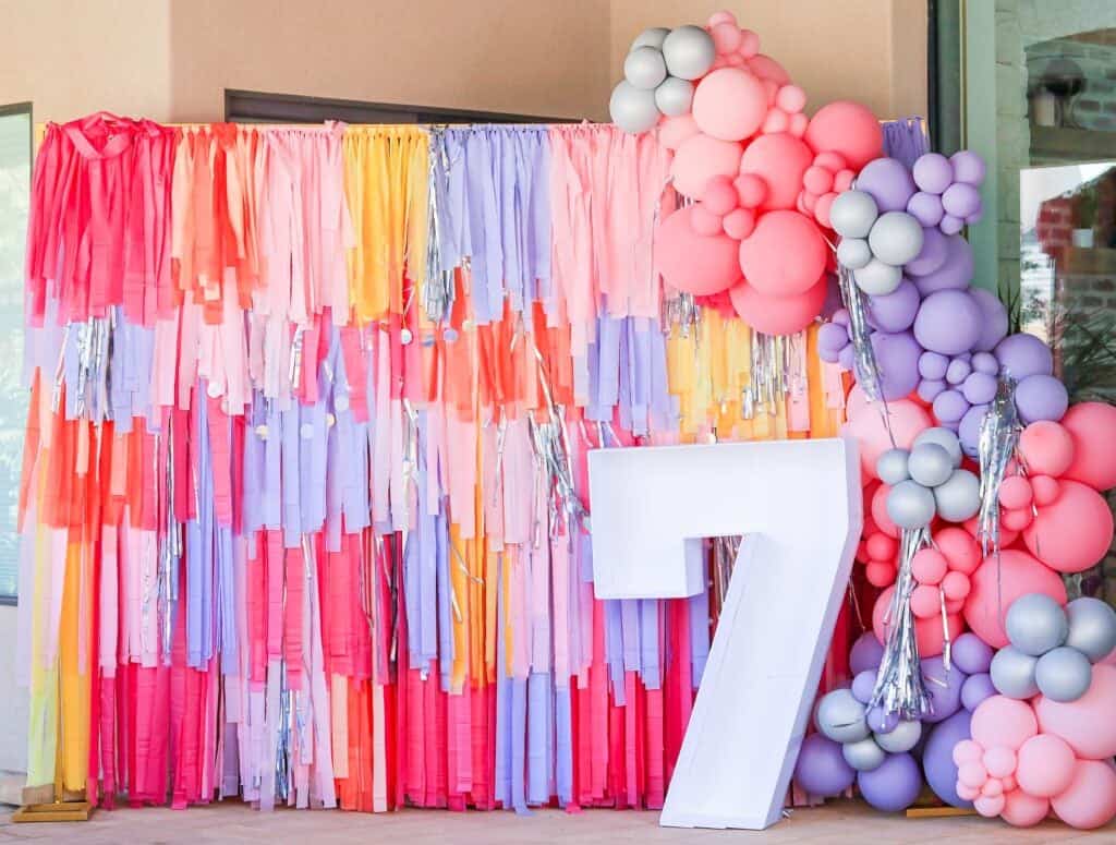 DIY Tablecloth Fringe Backdrop Party Decor