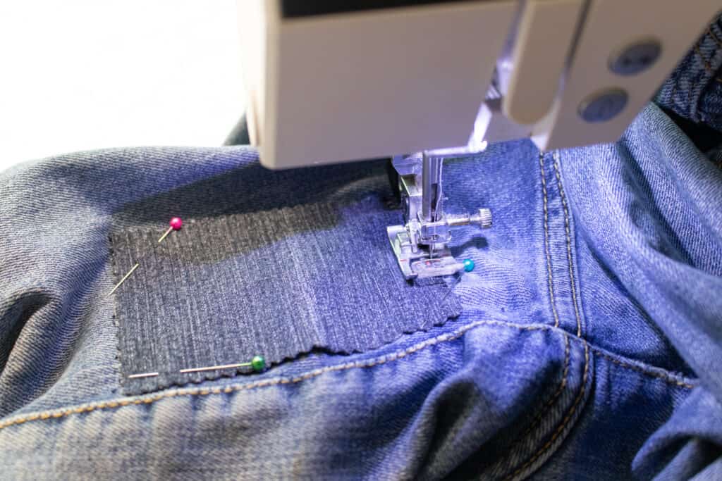 stitching around the edges of the patch