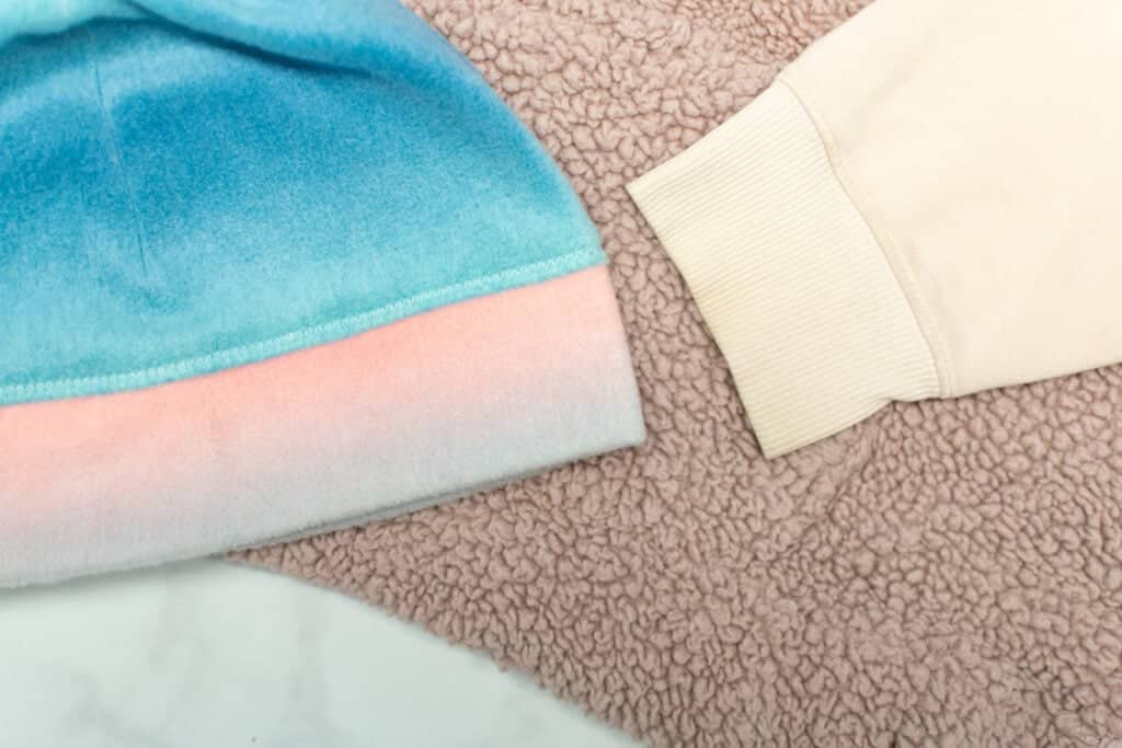 various hems on fleece fabric