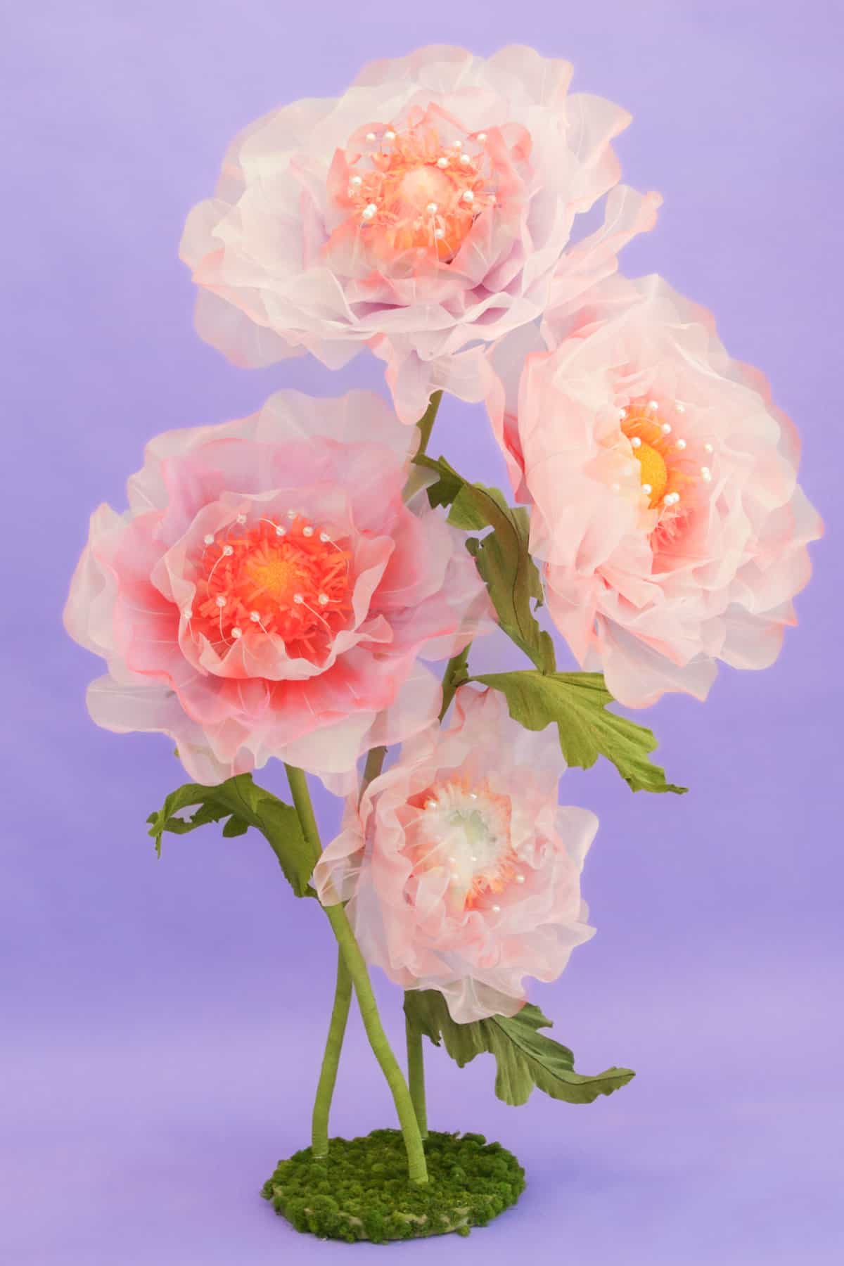 How to Make a Giant Standing Organza Fabric Flower - Sweet Red Poppy